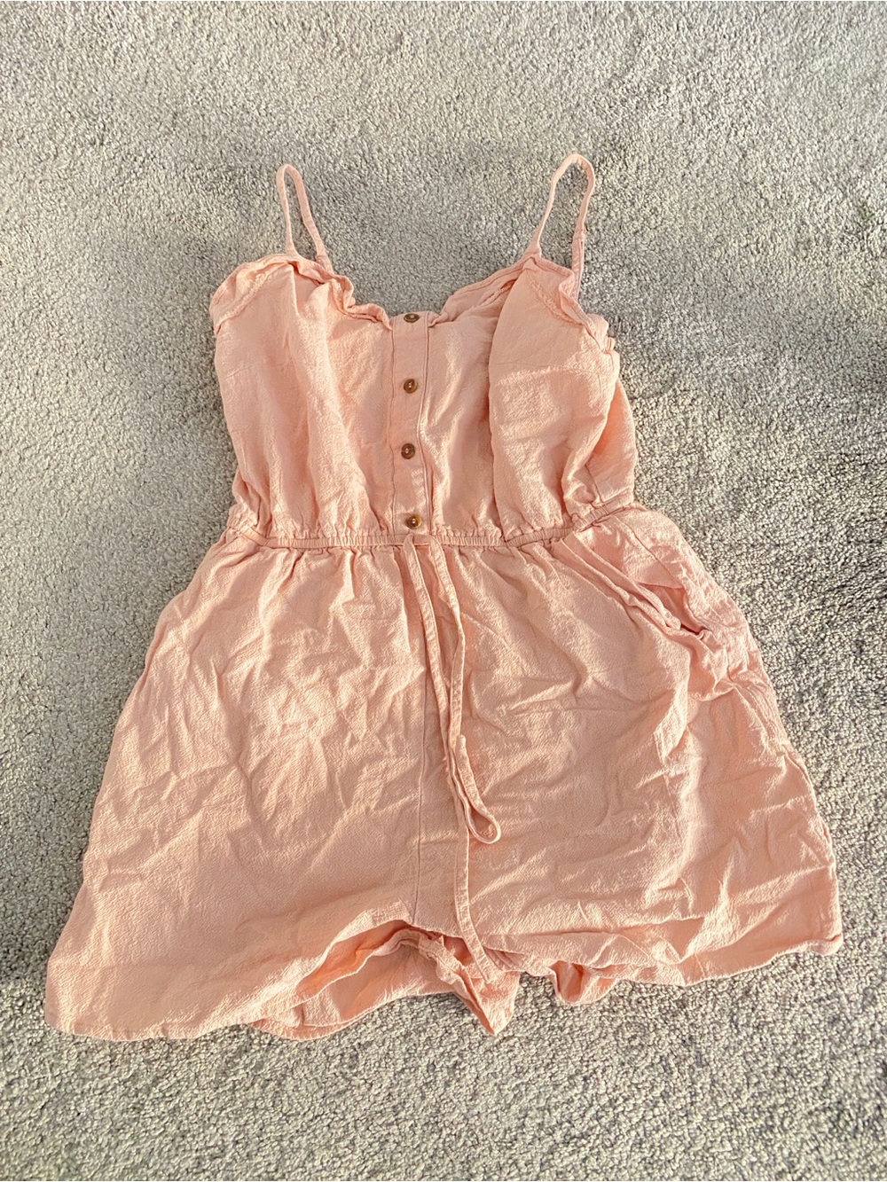 Girls Peach Tie-Waist Romper
